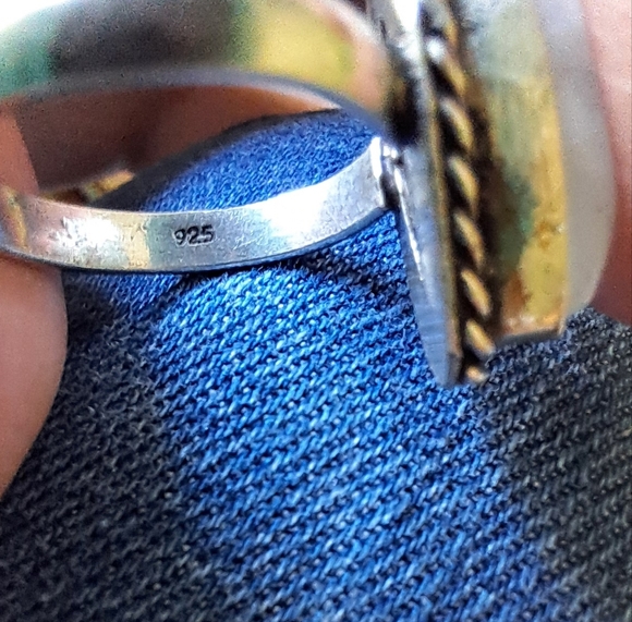 Sterling Silver Rope Twist Opalescent Moonstone Handmade Ring Size 6.5 - Picture 4 of 8